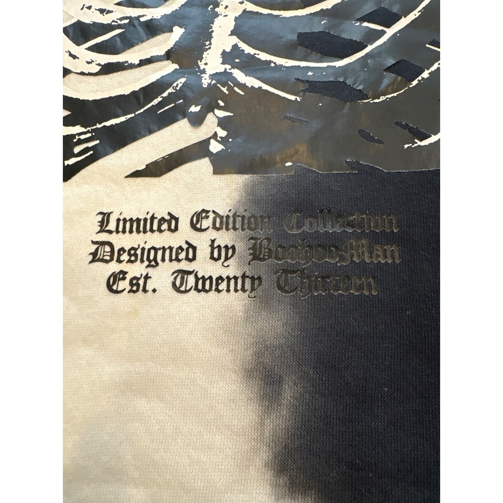 BoohooMAN Limited Edition Skeleton Tie Dye Hoodie Sweatshirt Black Cream Size L - Picture 4 of 9